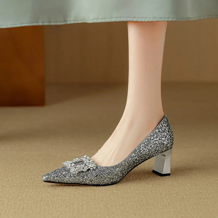 Women's Block Heel Pointed Toe Heels