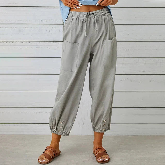 Women's Wide Leg High Waist Pants – Light Grey