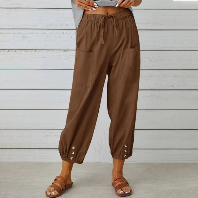 Women's Wide Leg High Waist Pants – Brown