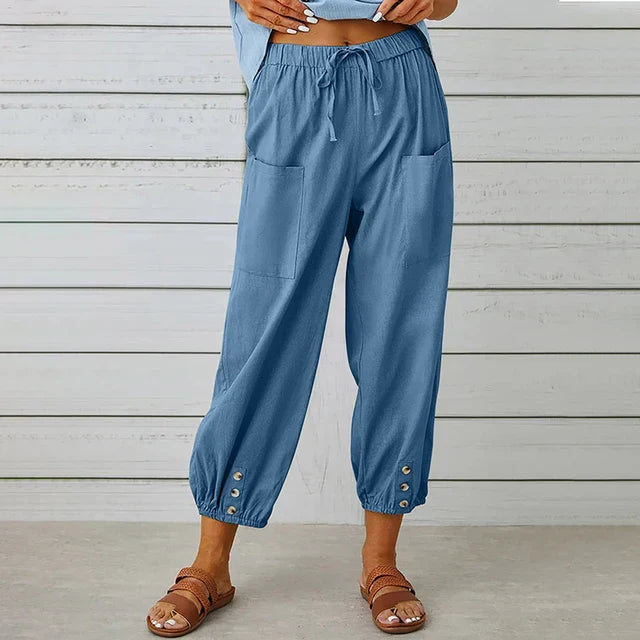 Women's Wide Leg High Waist Pants – Denim Blue
