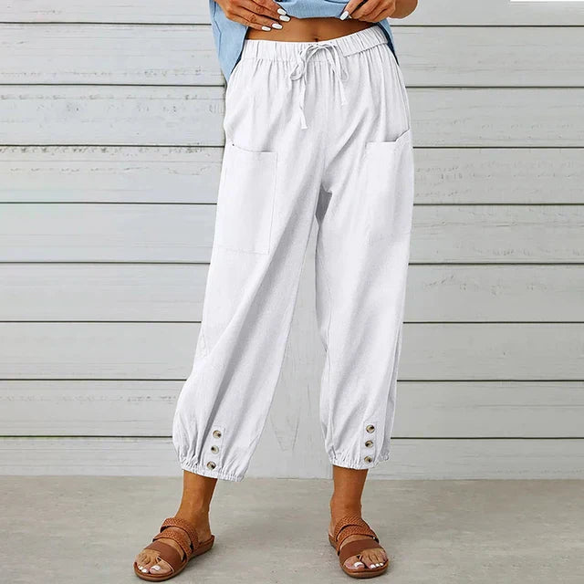 Women's Wide Leg High Waist Pants – White
