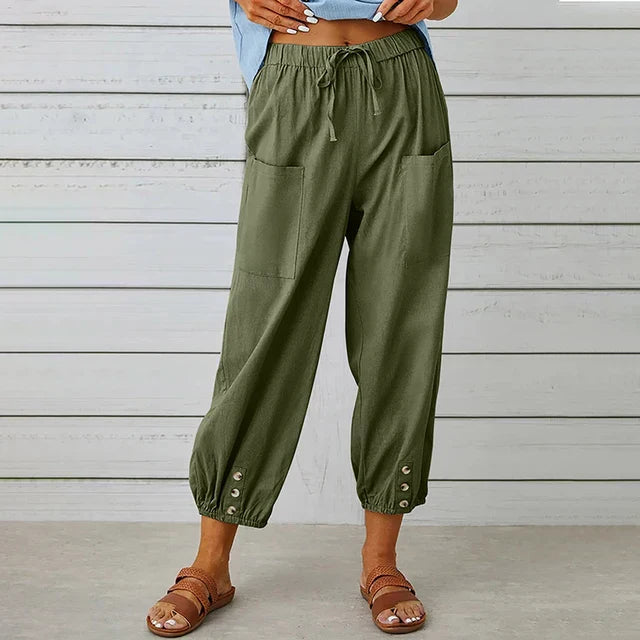 Women's Wide Leg High Waist Pants – Army Green