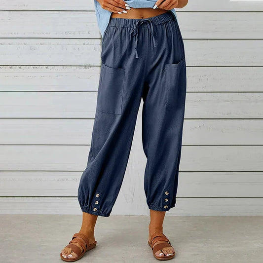 Women's Wide Leg High Waist Pants – Navy Blue