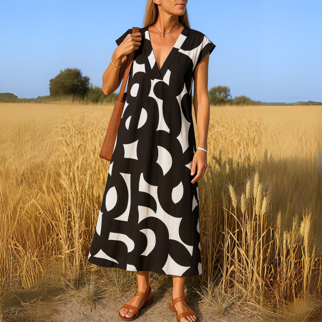 Women's V Neck Midi Dress