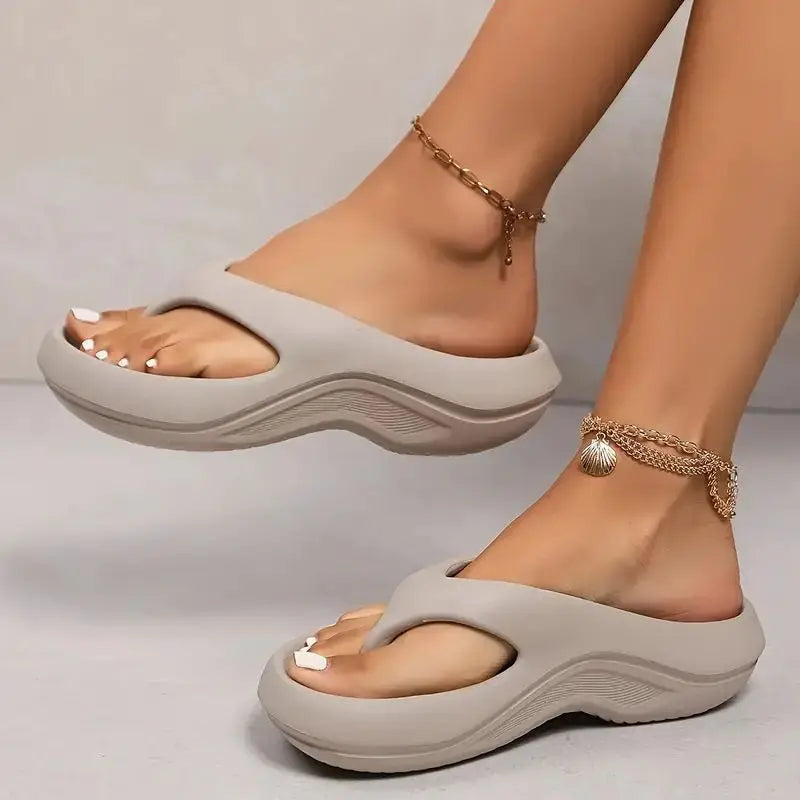 Women's Platform Slide Sandals – Grey