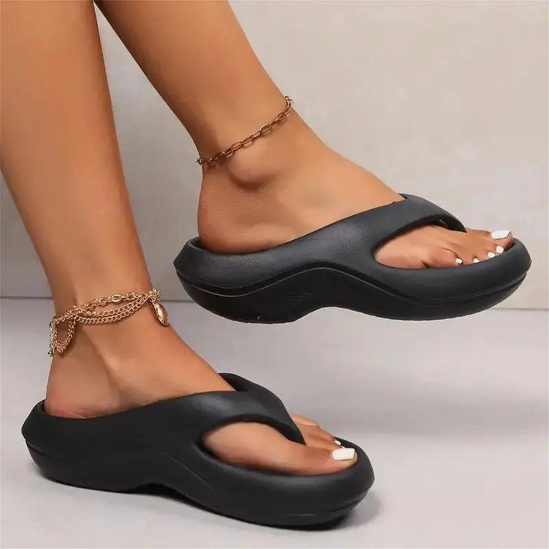Women's Platform Slide Sandals – Black