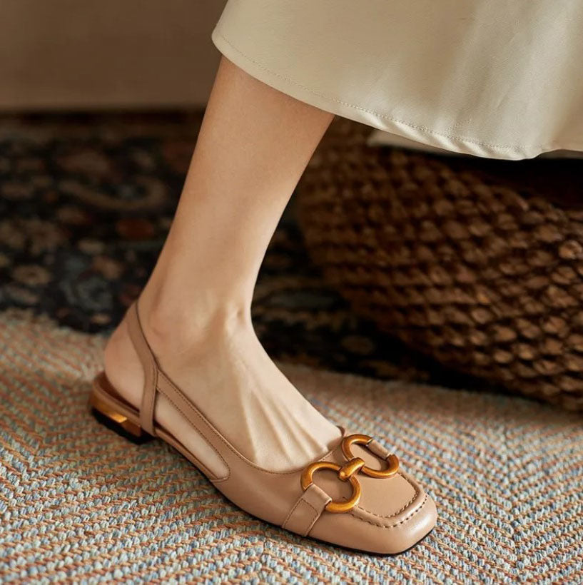 Women's Slingback Buckle Flats – Brown
