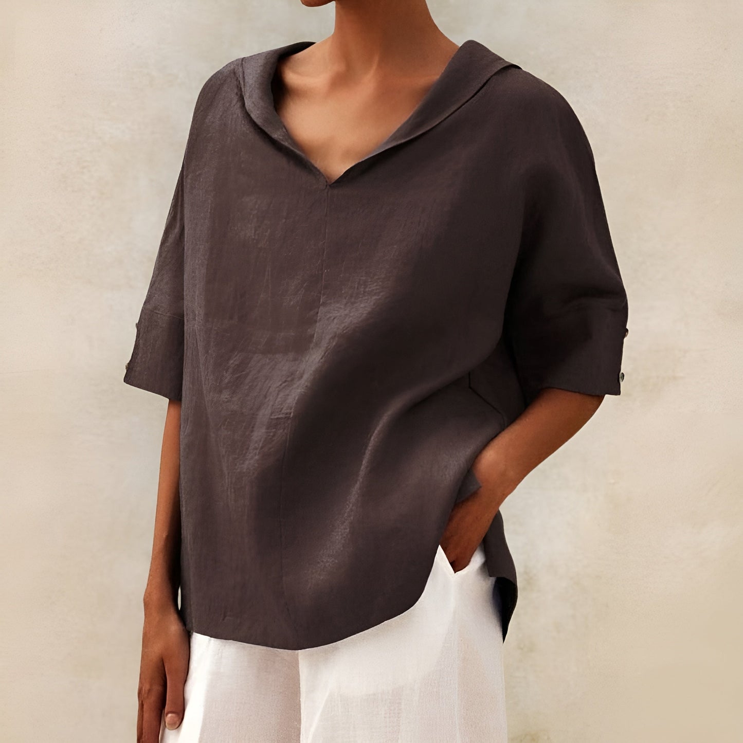 Women's Long Sleeve Blouse – Brown