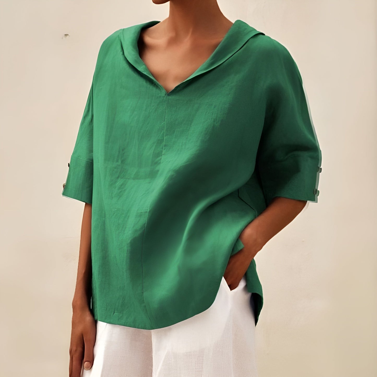 Women's Long Sleeve Blouse – Green