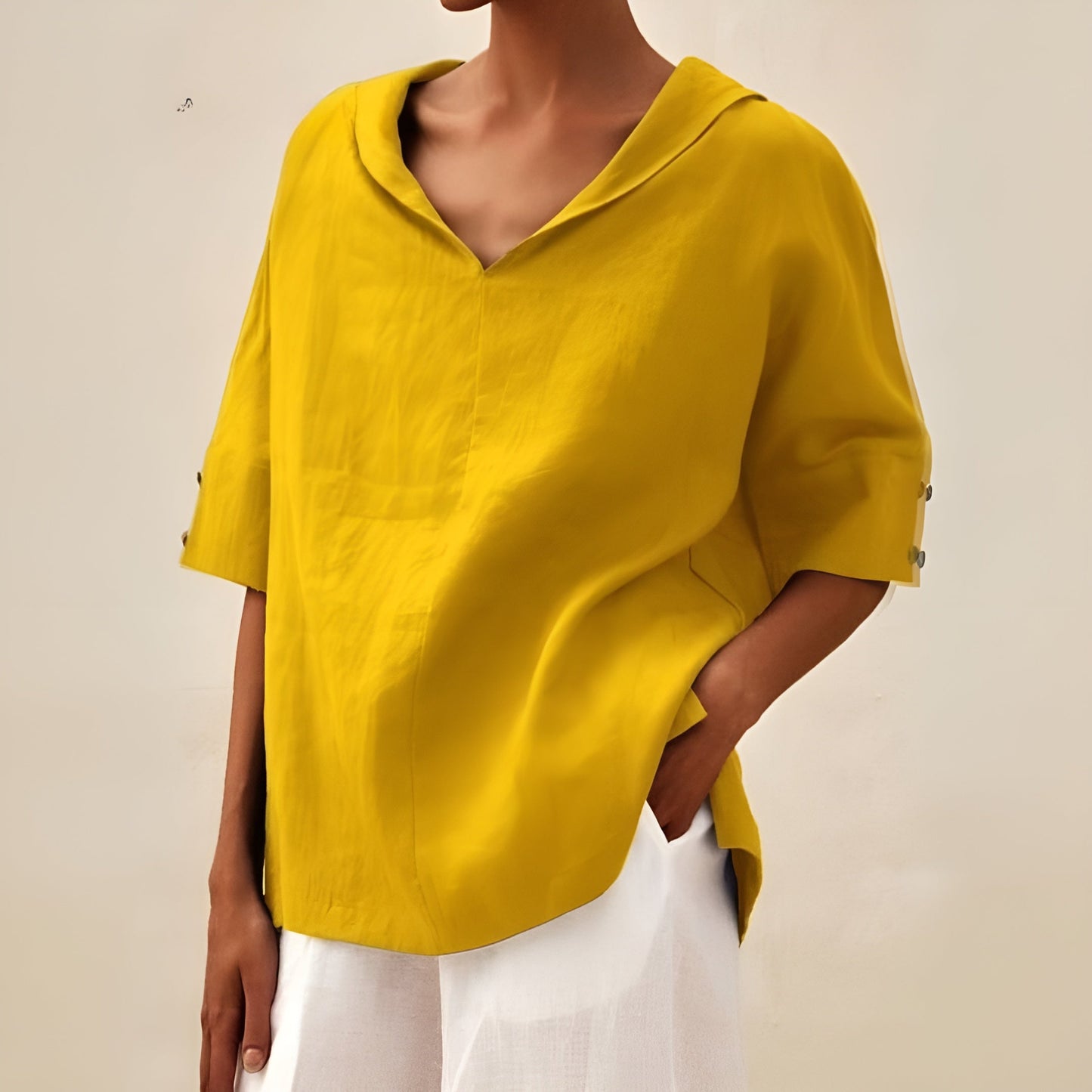 Women's Long Sleeve Blouse – Yellow