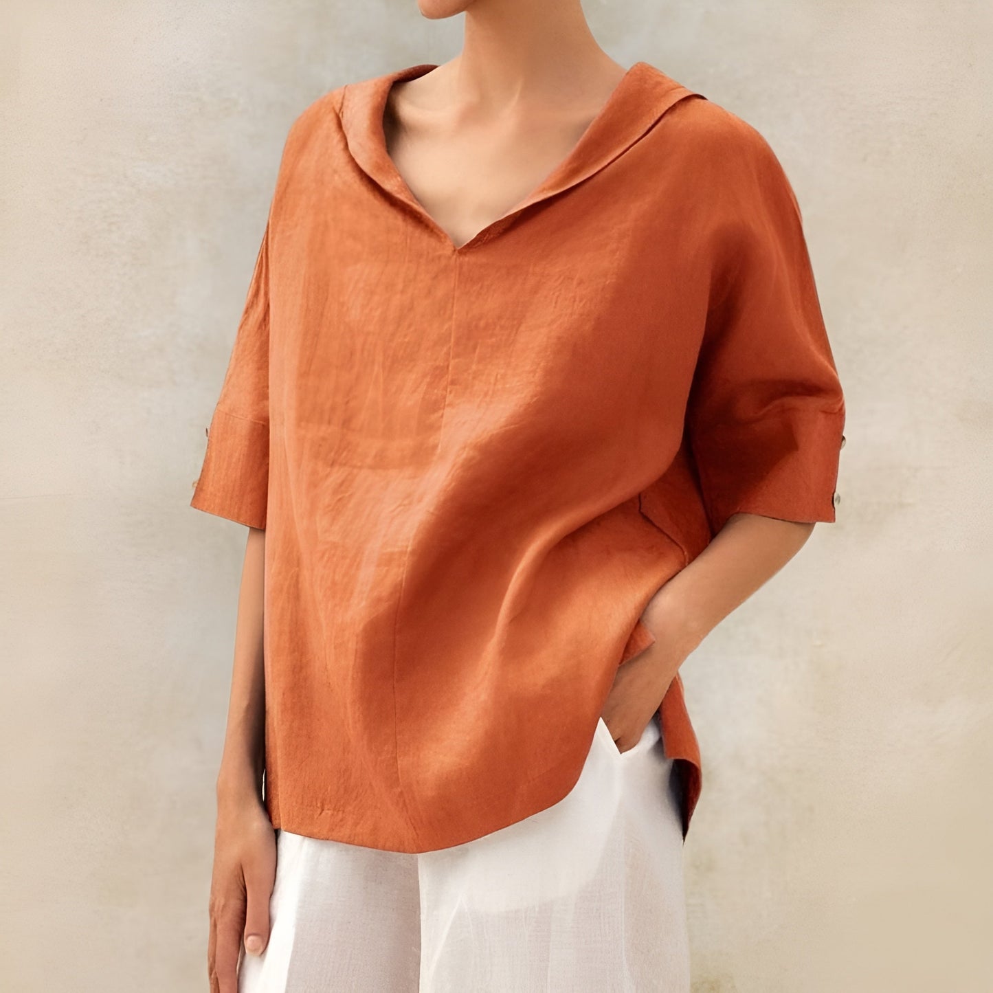 Women's Long Sleeve Blouse – Orange