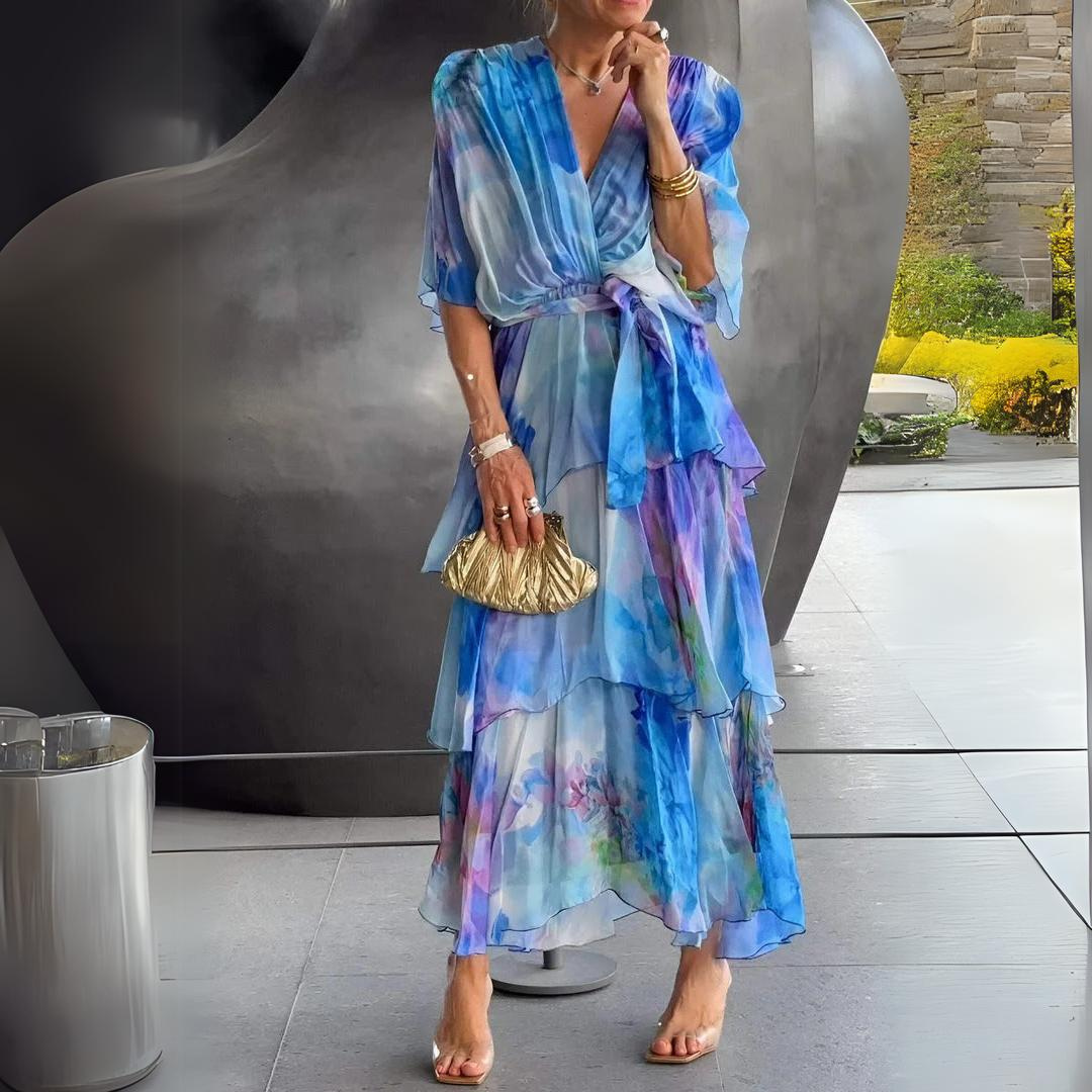 Women's V Neck Maxi Dress – Blue