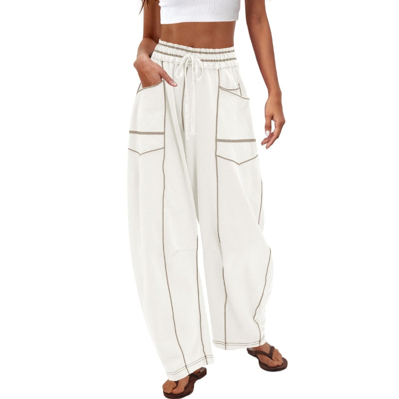 Women's Wide Leg Cargo Pants – White