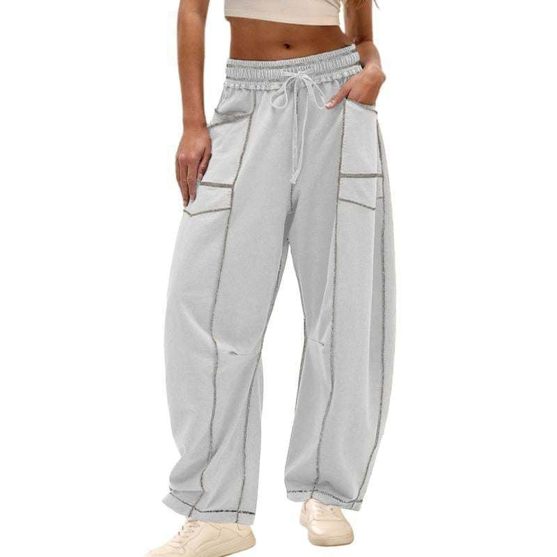Women's Wide Leg Cargo Pants – Light Grey