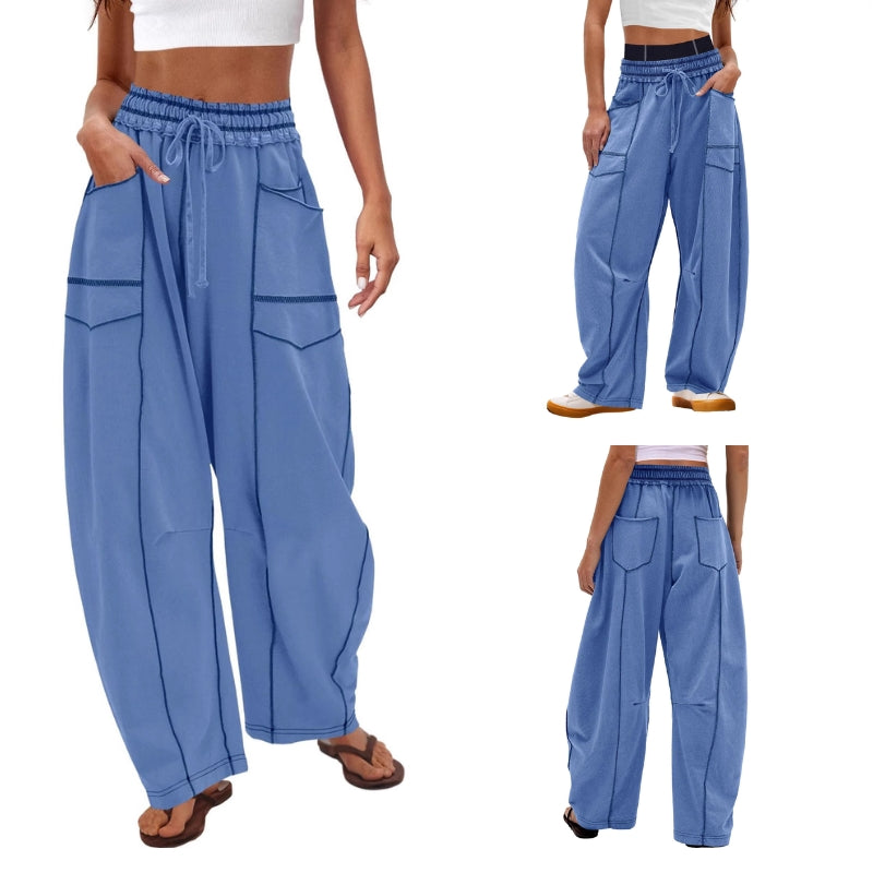 Women's Wide Leg Cargo Pants – Light Blue
