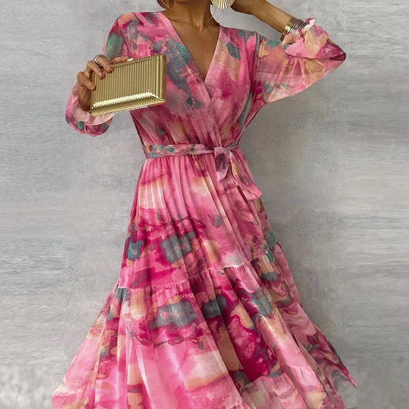 Women's V Neck Maxi Dress