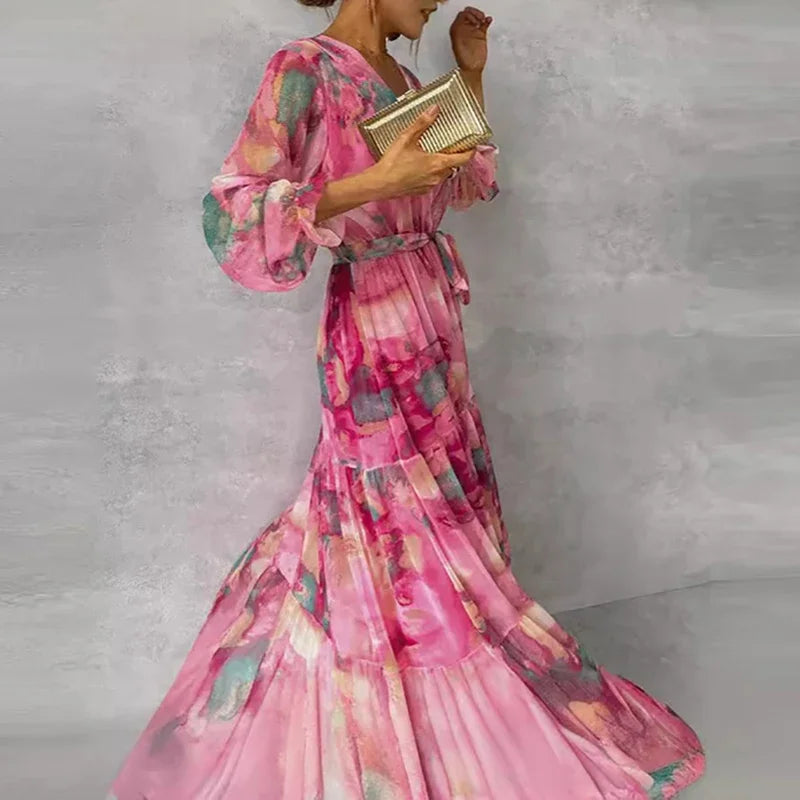 Women's V Neck Maxi Dress