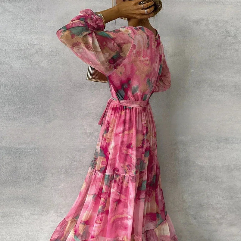 Women's V Neck Maxi Dress