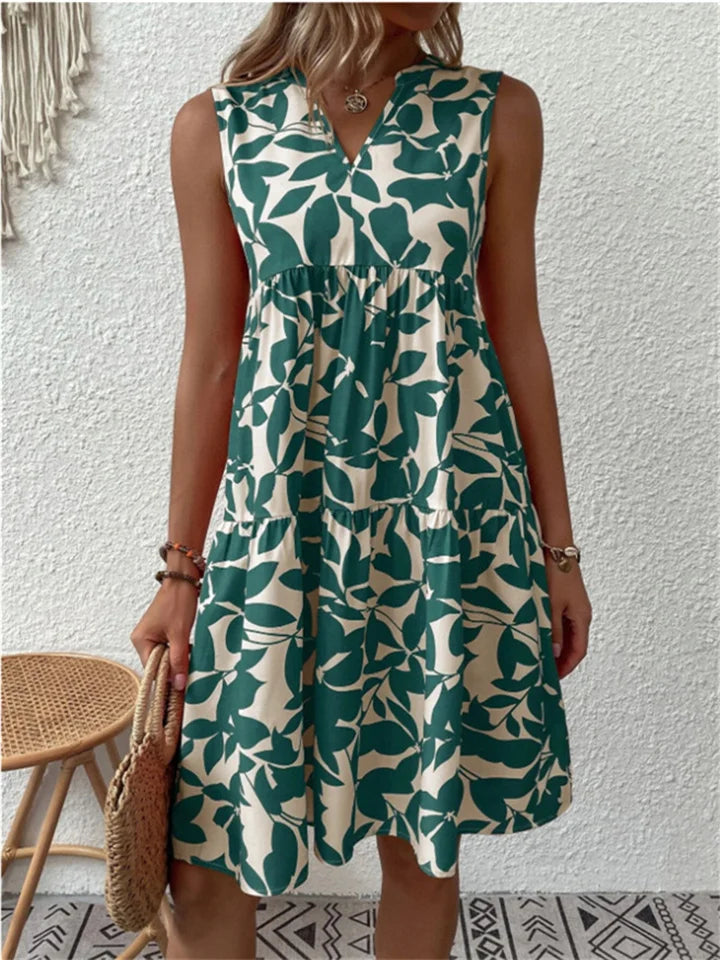 Women's V Neck Midi Dress – Green