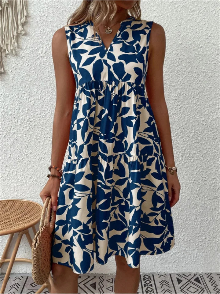 Women's V Neck Midi Dress – Blue