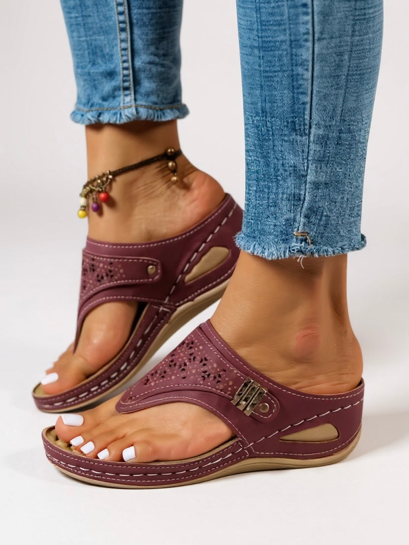 Women's Platform Thong Sandals – Bordeaux Red