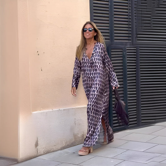 Women's V Neck Maxi Dress – Purple