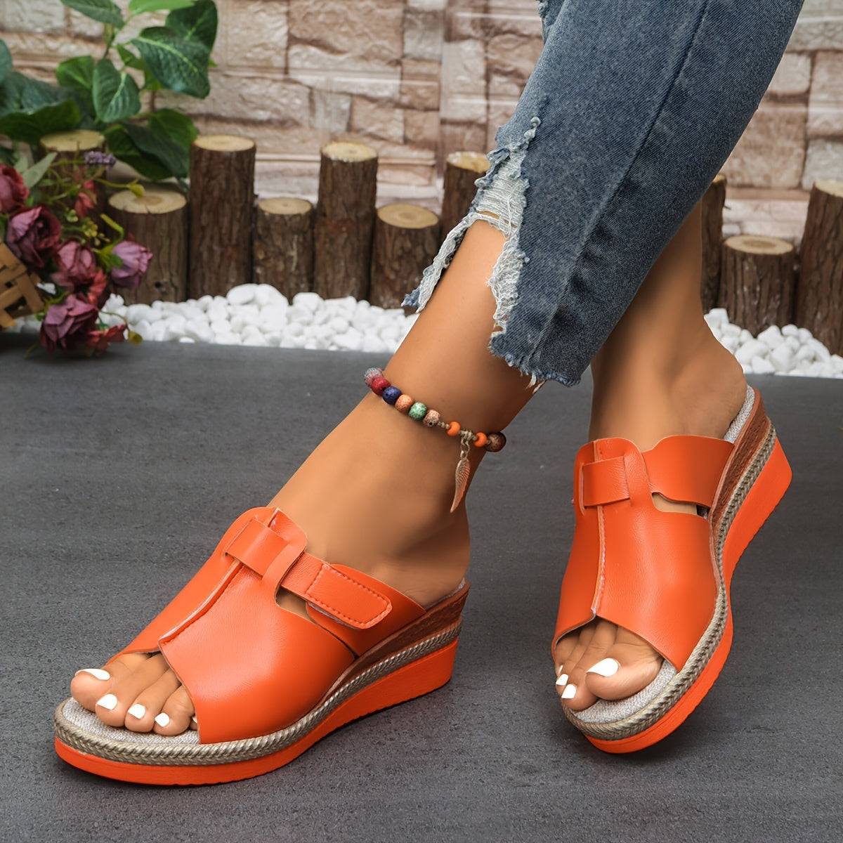 Women's Platform Wedge Sandals – Orange