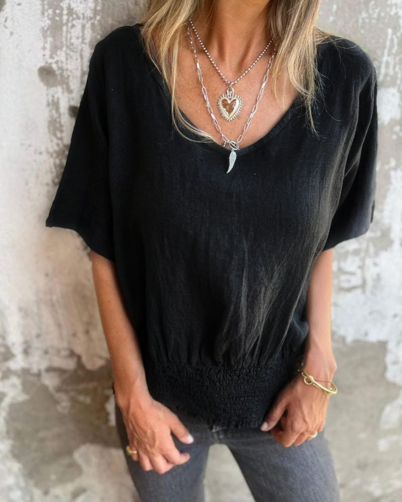 Women's V Neck Blouse – Black