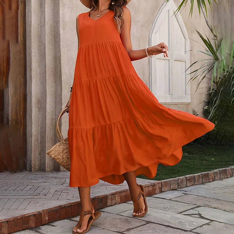 Women's V Neck Maxi Dress