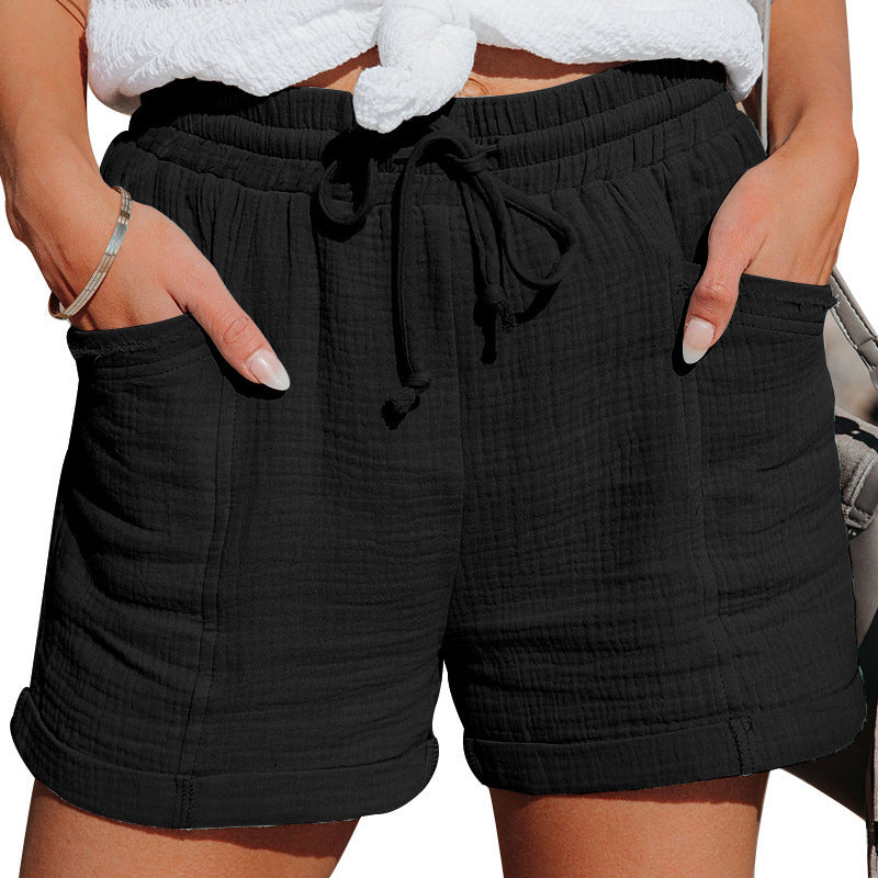 Women's Drawstring Shorts – Black