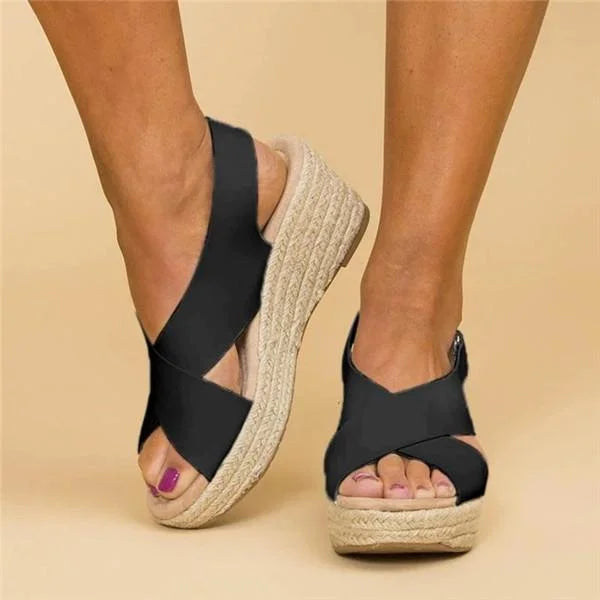 Women's Wedge Espadrille Sandals – Black