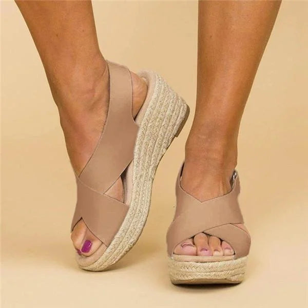 Women's Wedge Espadrille Sandals – Beige