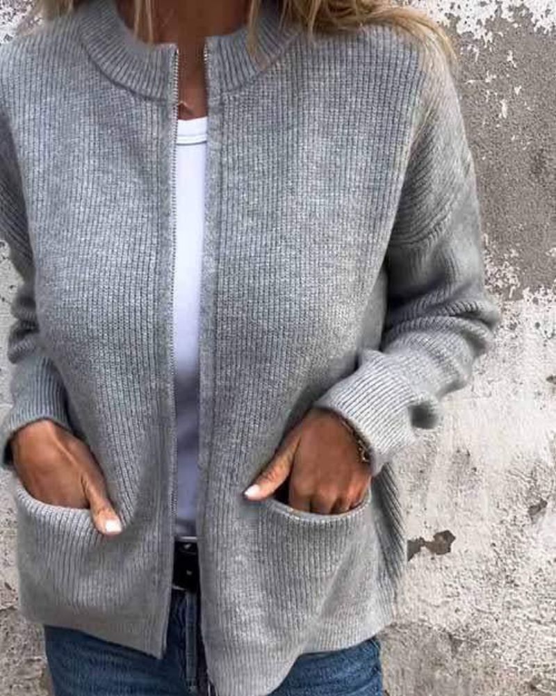 Women's Long Sleeve Cardigan – Grey