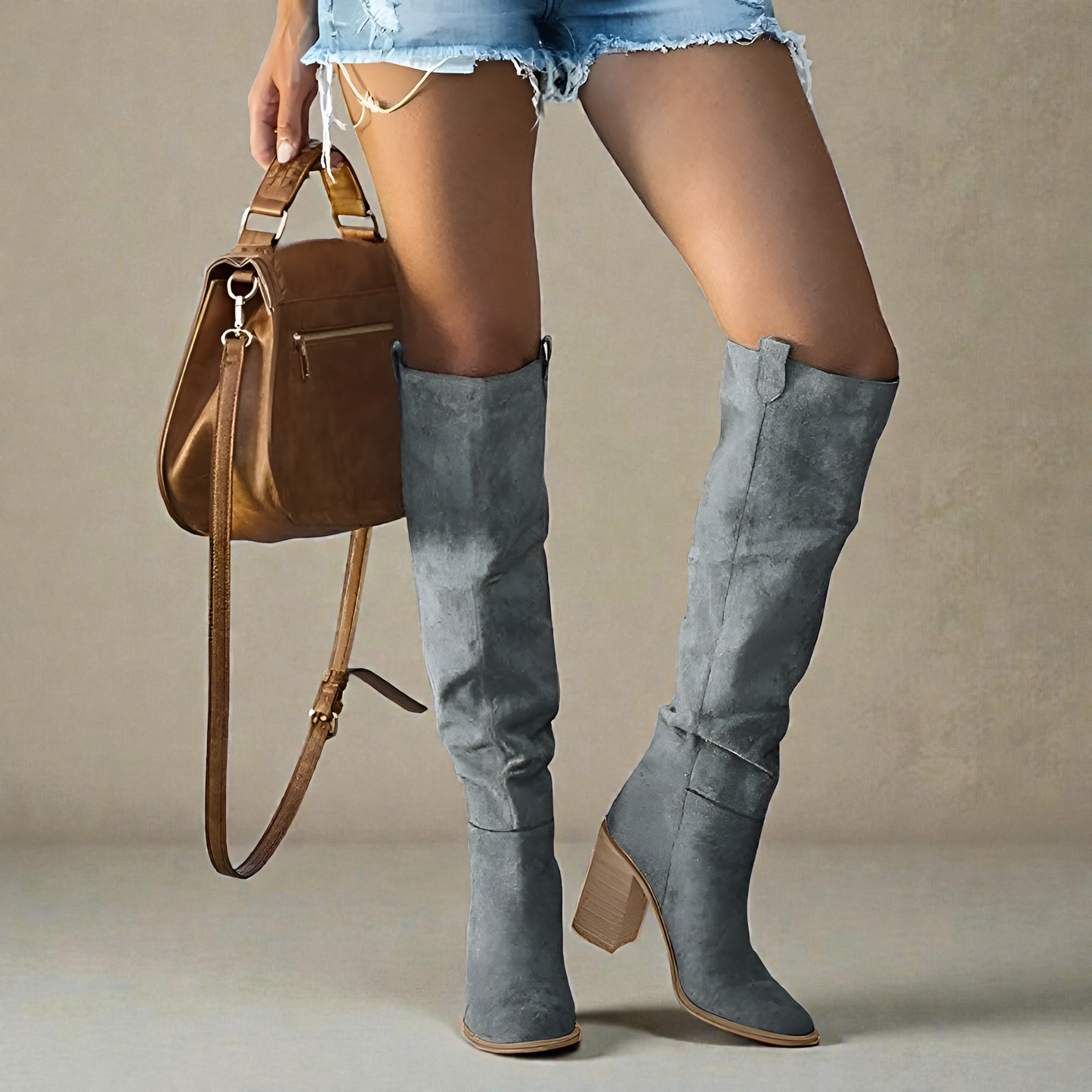 Women's Block Heel Boots – Grey