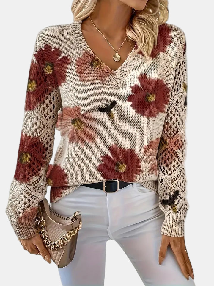 Women's V Neck Long Sleeve Sweater