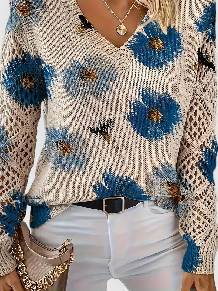 Women's V Neck Long Sleeve Sweater