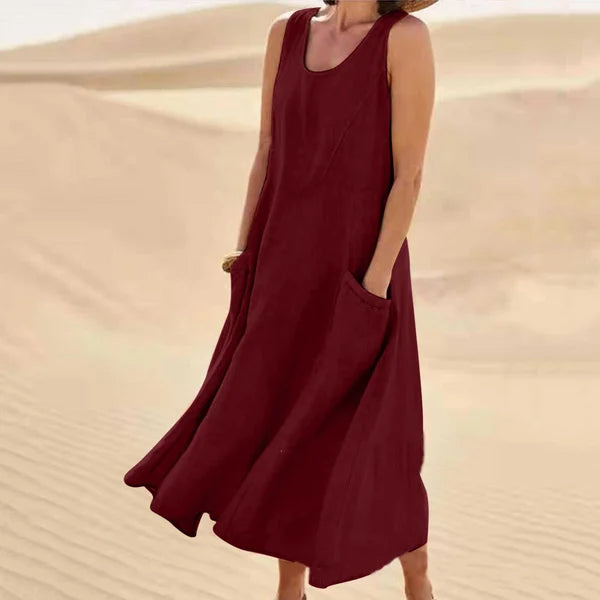 Women's Midi Dress – Burgundy