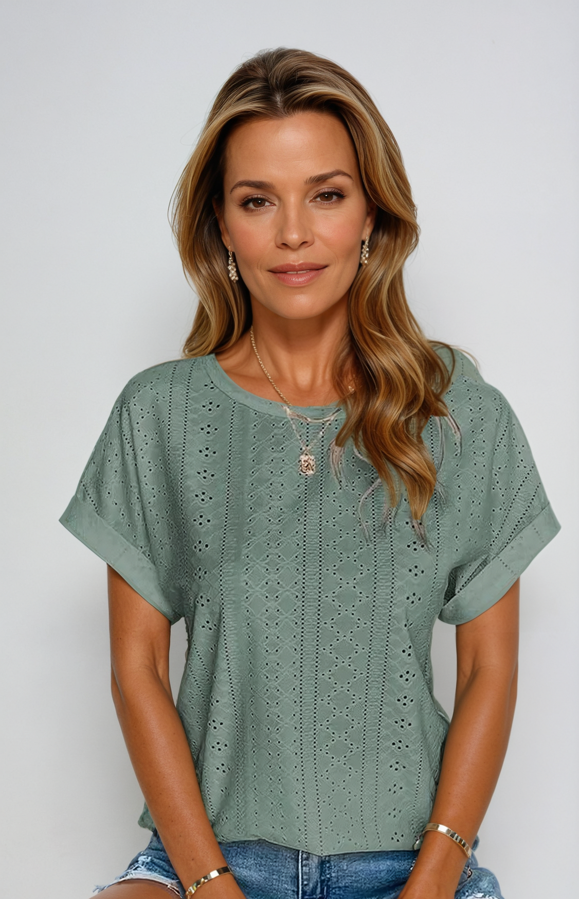 Women's Short Sleeve Blouse – Green