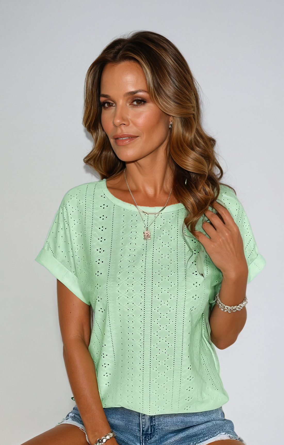 Women's Short Sleeve Blouse – Light Green