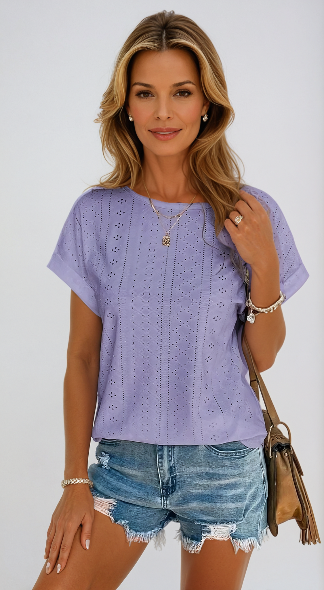 Women's Short Sleeve Blouse – Purple