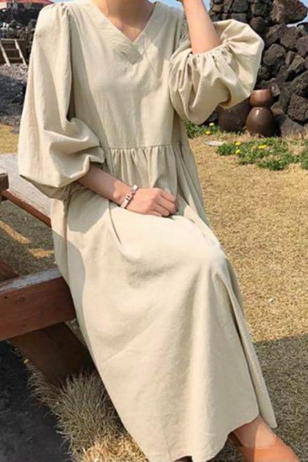 Women's V Neck Midi Dress