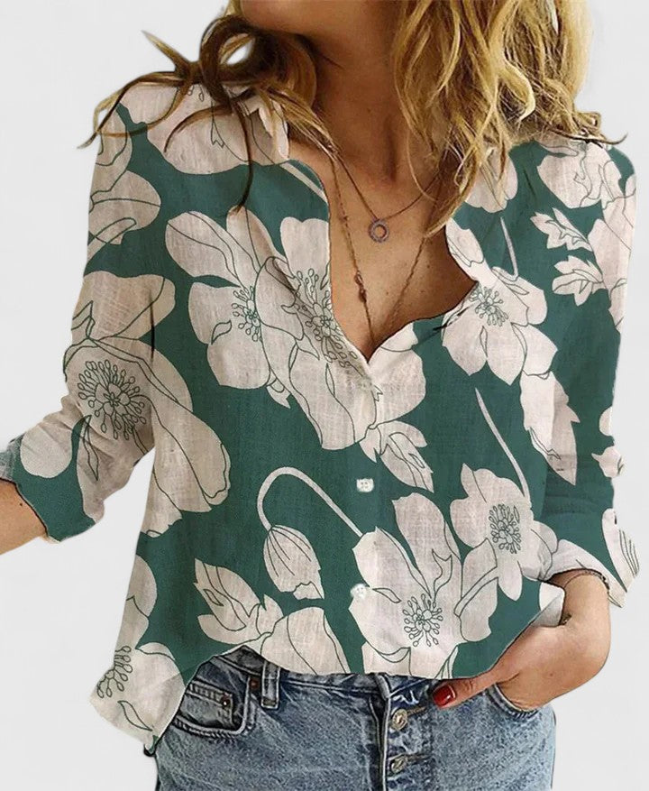 Women's Long Sleeve Blouse – Green 2