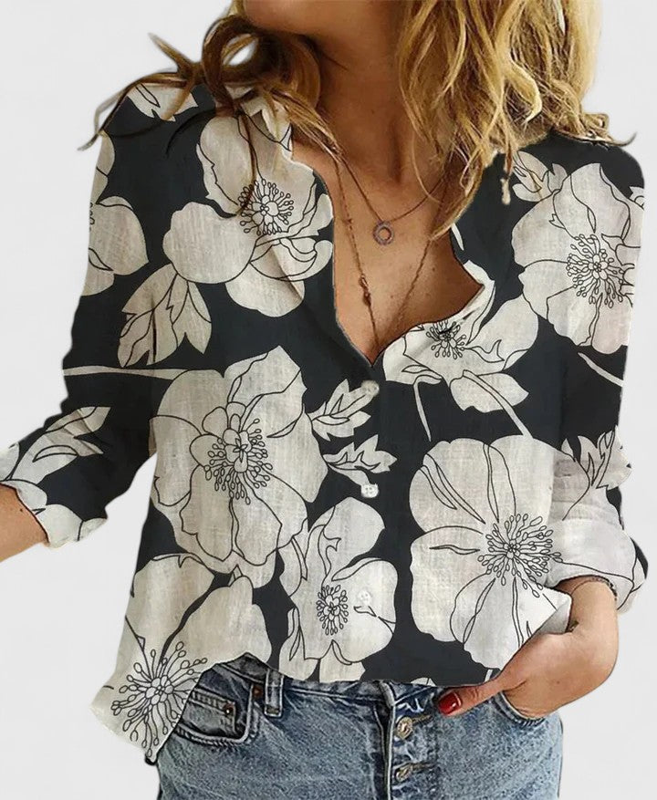 Women's Long Sleeve Blouse – Black 2