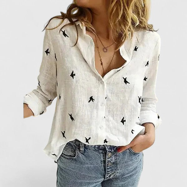 Women's Long Sleeve Blouse – White 2