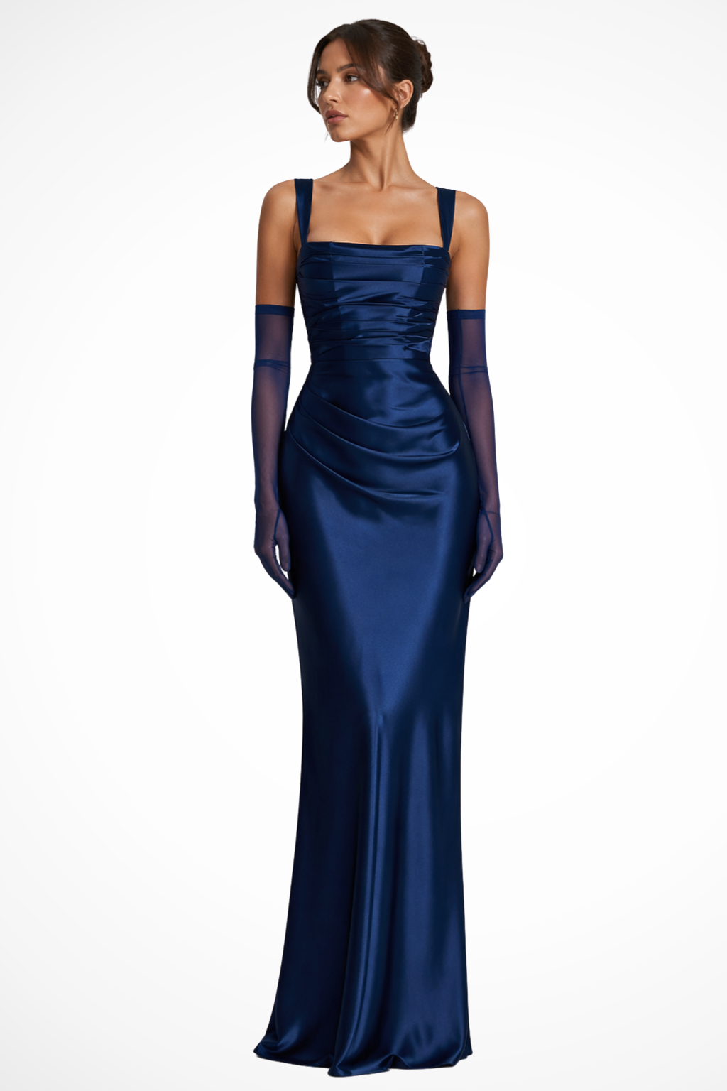 Women's Square Neck Formal Maxi Dress – Navy Blue