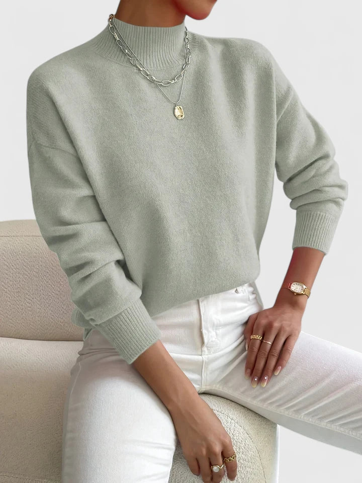 Women's Turtleneck Long Sleeve Sweater – Light Green
