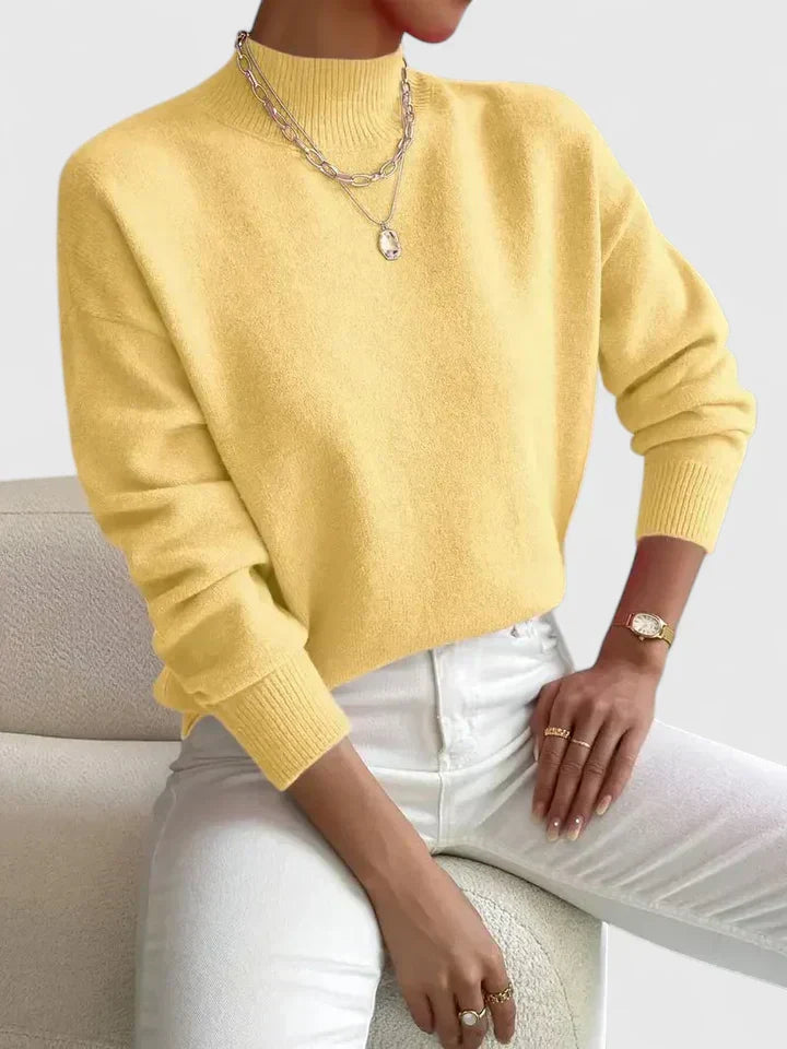Women's Turtleneck Long Sleeve Sweater – Yellow