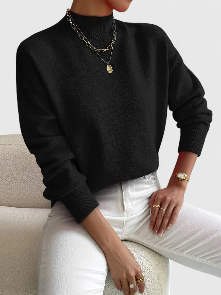 Women's Turtleneck Long Sleeve Sweater – Black