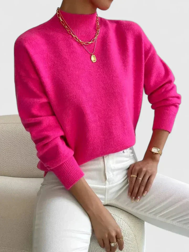 Women's Turtleneck Long Sleeve Sweater – Pink