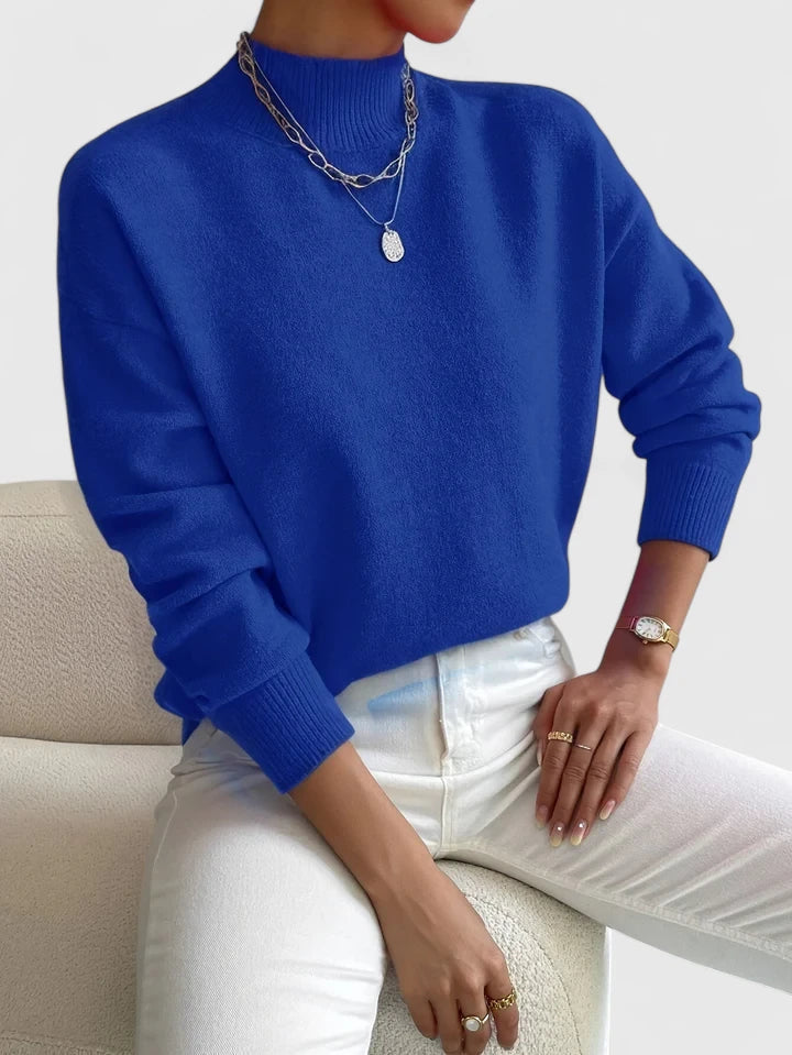 Women's Turtleneck Long Sleeve Sweater – Blue